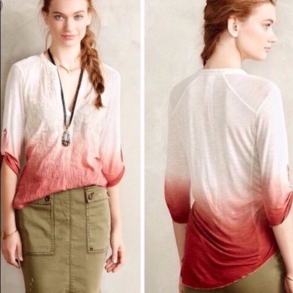 Anthropologie Tiny Dip Dyed Embroidered Blouse